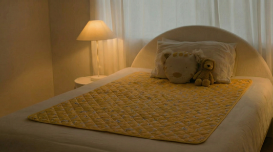 Night-time toilet training guide - child sleeping peacefully with leakproof bed protection for potty training