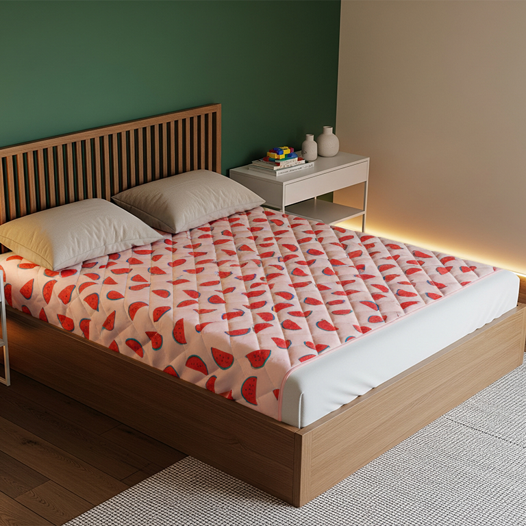 Rudie Baby leakproof bed guard in Watermelon print, double size