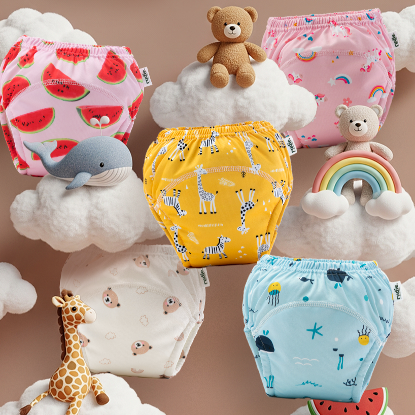 Rudie Baby toilet training pants all prints flat lay