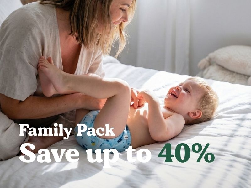 Aussie family in calm morning bedroom after a dry night
